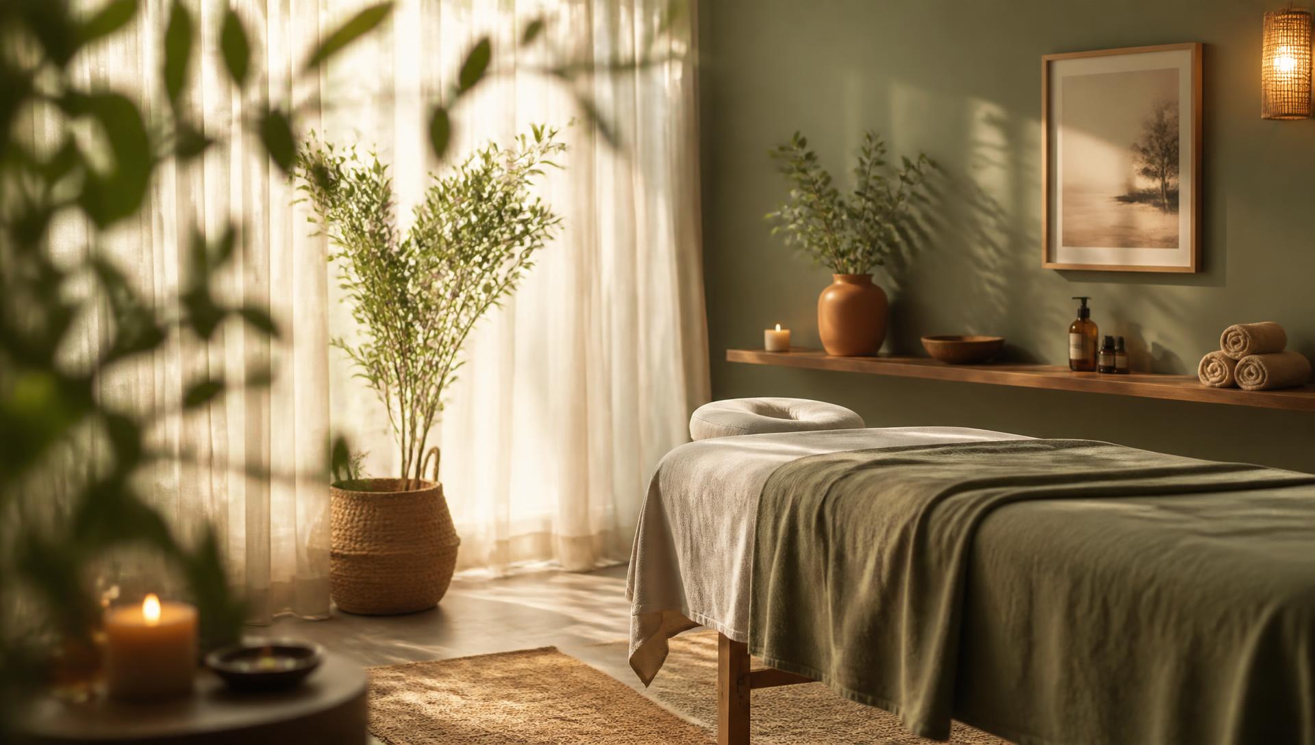 Studio de massoterapia com luz suave
